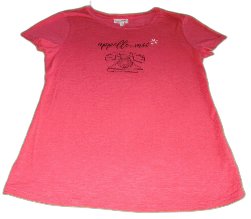 Women Maison Jules Pink T Shirt Phone Graphic Print Apelle Moi (call me) Size L